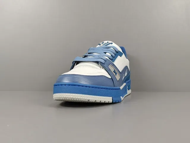 Louis Vuitton LV Trainer White Blue Layered Synthetic Upper Sculpted Midsole Lifestyle Sneakers 17