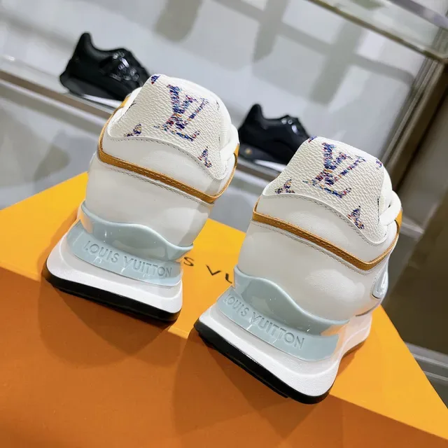 Louis Vuitton LV Trainer White Blue Leather And Mesh Upper Light Monogrammed Side Panel Chunky Sneakers 3
