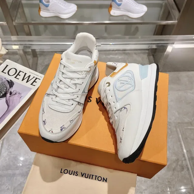 Louis Vuitton LV Trainer White Blue Leather And Mesh Upper Light Monogrammed Side Panel Chunky Sneakers 6