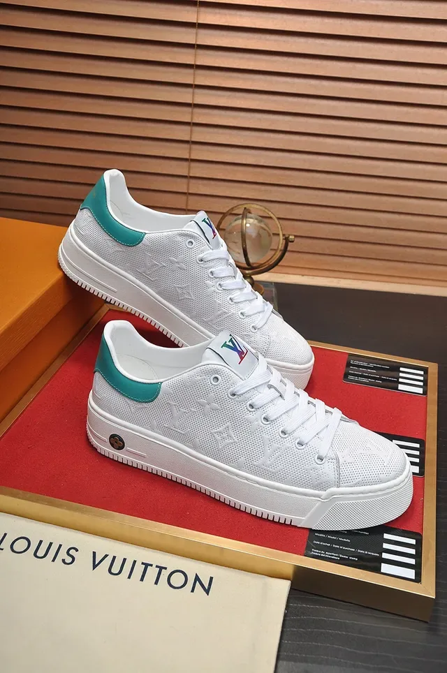 Louis Vuitton LV Trainer Chaussures Lifestyle Blanc Bleu Perforé Monogramme Partie Supérieure Semelle Plateforme Épaisse 4