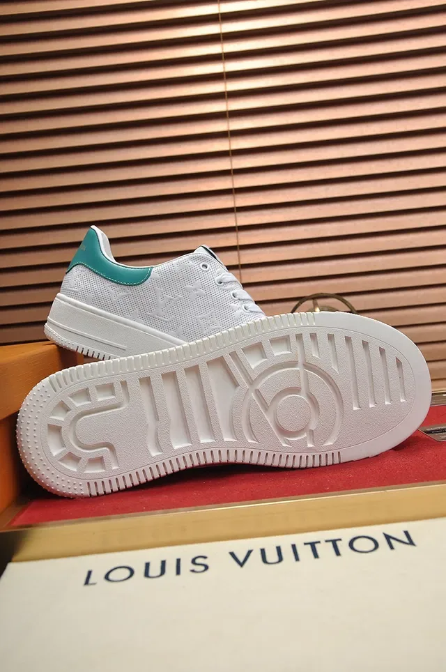 Louis Vuitton LV Trainer Chaussures Lifestyle Blanc Bleu Perforé Monogramme Partie Supérieure Semelle Plateforme Épaisse 5