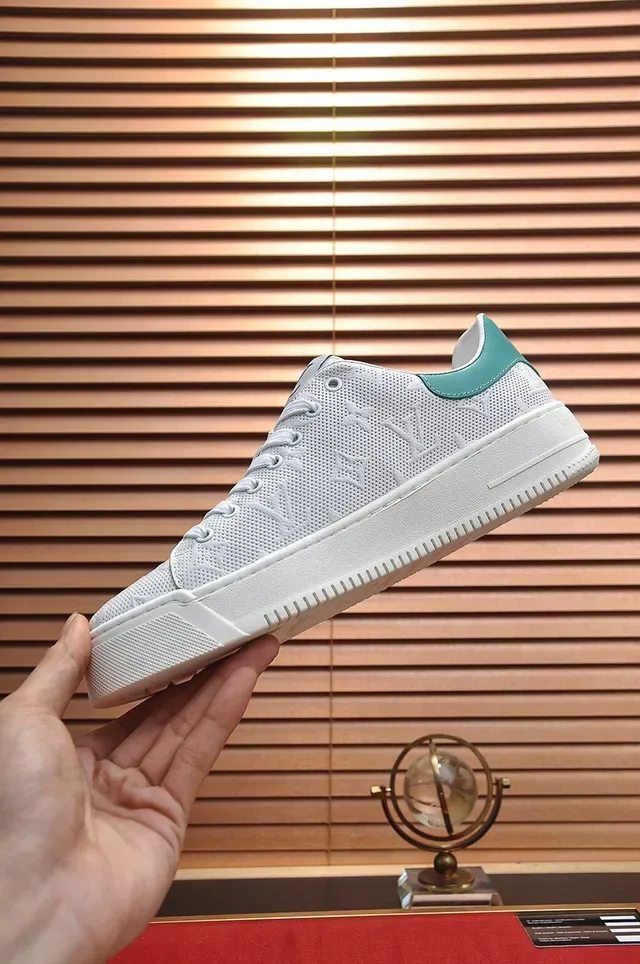 Louis Vuitton LV Trainer Chaussures Lifestyle Blanc Bleu Perforé Monogramme Partie Supérieure Semelle Plateforme Épaisse 6