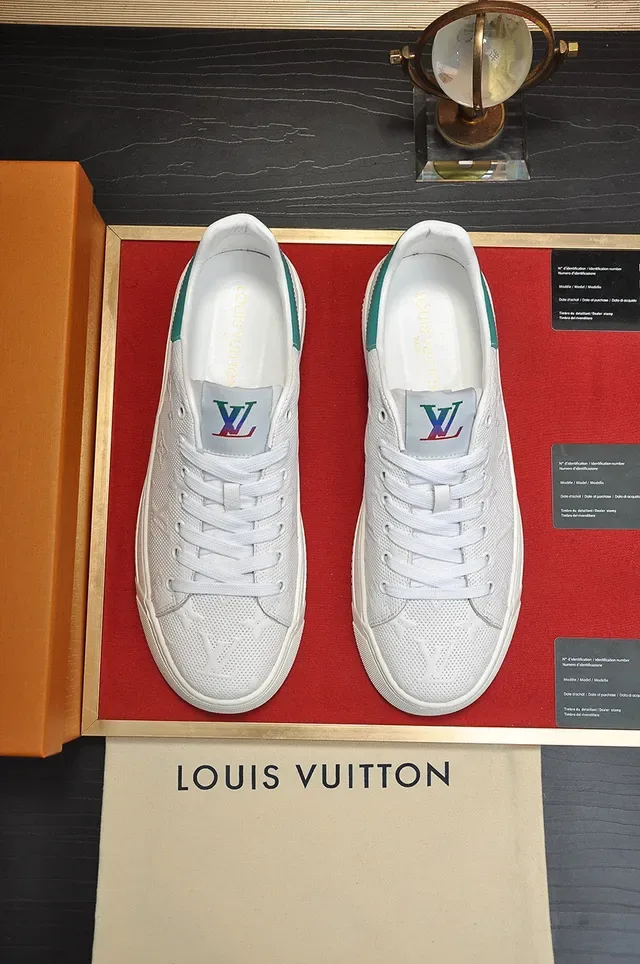 Louis Vuitton LV Trainer Chaussures Lifestyle Blanc Bleu Perforé Monogramme Partie Supérieure Semelle Plateforme Épaisse 9
