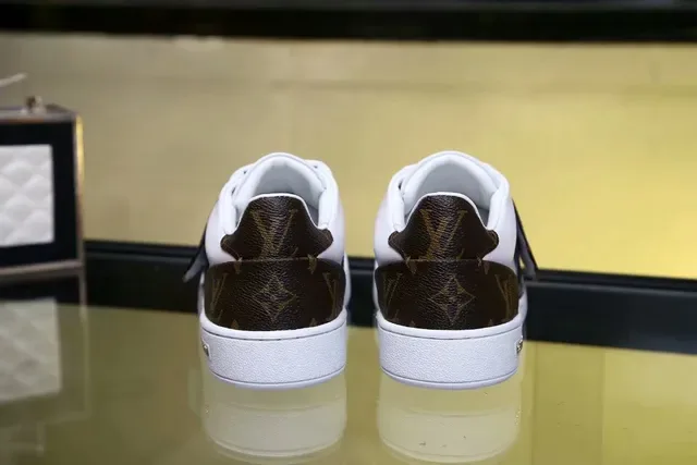Louis Vuitton LV Trainer White Brown Leather Upper Monogram Canvas Strap Lifestyle Sneakers 2