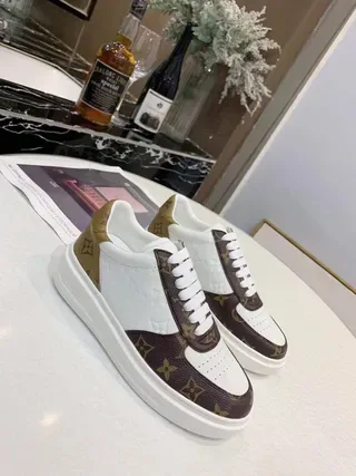 Louis Vuitton LV Trainer White Brown Monogram Canvas Perforated Leather Toe Lifestyle Sneakers 4