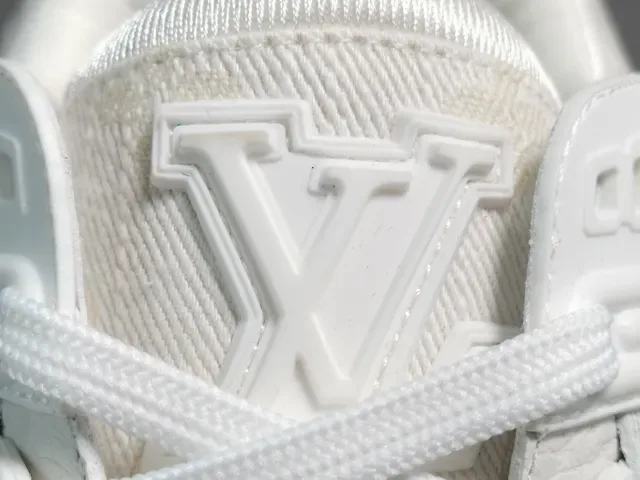 Louis Vuitton LV Trainer White Gold Monogram-Embossed Leather Multi-Strap Overlay Lifestyle Sneakers 5
