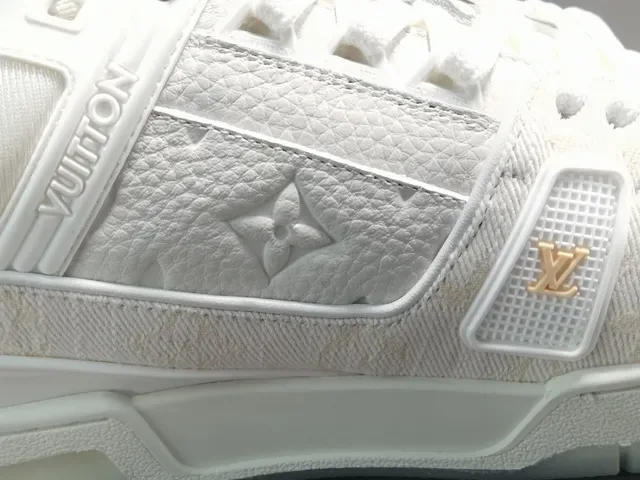 Louis Vuitton LV Trainer White Gold Monogram-Embossed Leather Multi-Strap Overlay Lifestyle Sneakers 6