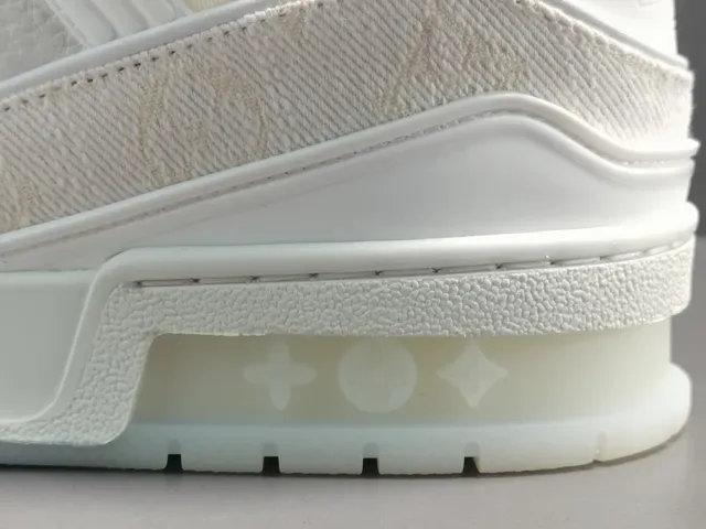 Louis Vuitton LV Trainer White Gold Monogram-Embossed Leather Multi-Strap Overlay Lifestyle Sneakers 8