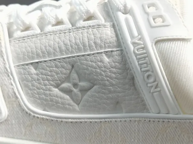 Louis Vuitton LV Trainer White Gold Monogram-Embossed Leather Multi-Strap Overlay Lifestyle Sneakers 9