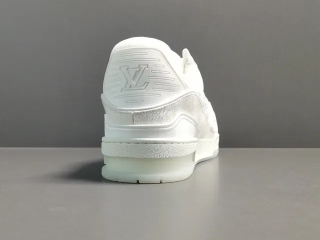 Louis Vuitton LV Trainer White Gold Monogram-Embossed Leather Multi-Strap Overlay Lifestyle Sneakers 13