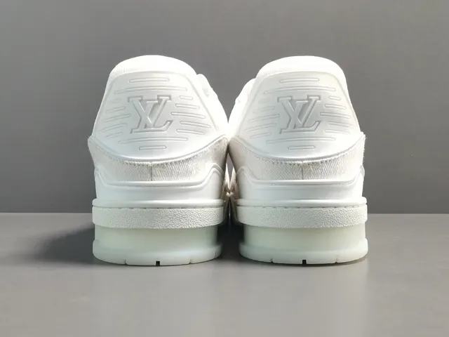 Louis Vuitton LV Trainer White Gold Monogram-Embossed Leather Multi-Strap Overlay Lifestyle Sneakers 16
