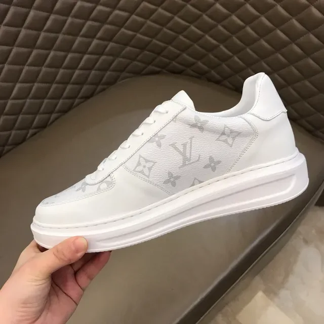 Louis Vuitton LV Trainer White Gray Monogram-Print Leather Platform Sole Lifestyle Sneakers 3