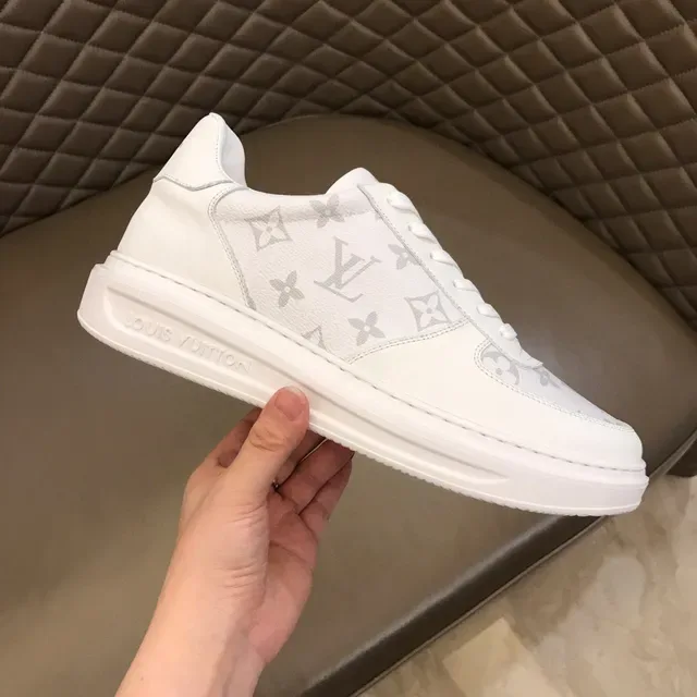 Louis Vuitton LV Trainer White Gray Monogram-Print Leather Platform Sole Lifestyle Sneakers 5