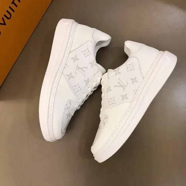 Louis Vuitton LV Trainer White Gray Monogram-Print Leather Platform Sole Lifestyle Sneakers 7