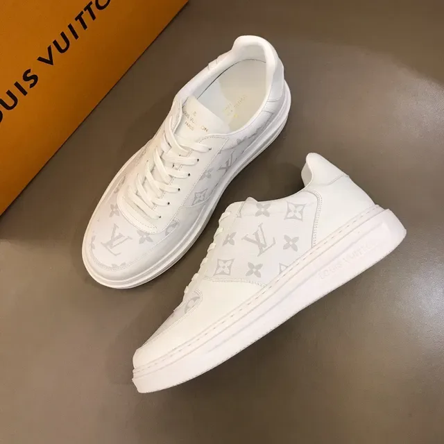 Louis Vuitton LV Trainer White Gray Monogram-Print Leather Platform Sole Lifestyle Sneakers 8