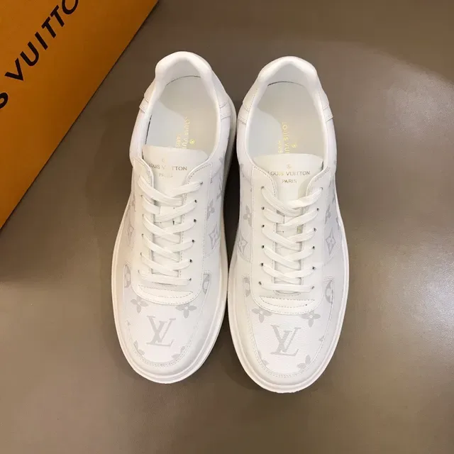 Louis Vuitton LV Trainer White Gray Monogram-Print Leather Platform Sole Lifestyle Sneakers 9