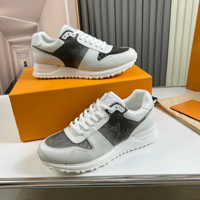 Louis Vuitton LV Trainer White Gray Monogrammed Leather Layered Panel Construction Lifestyle Sneakers 7