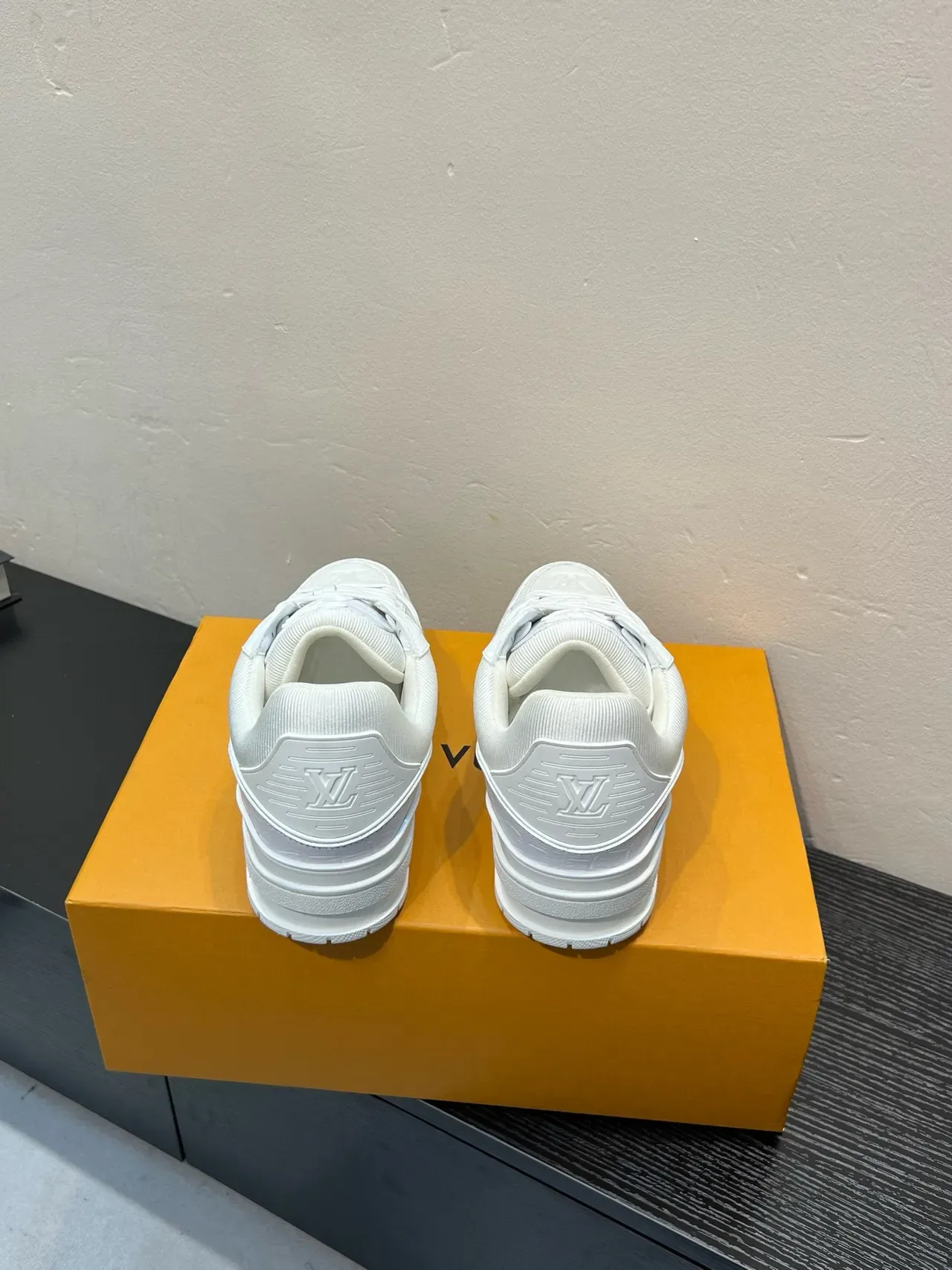 Louis Vuitton LV Trainer White Monogram-Embossed Leather Layered Strap Cage Lifestyle Sneakers 6
