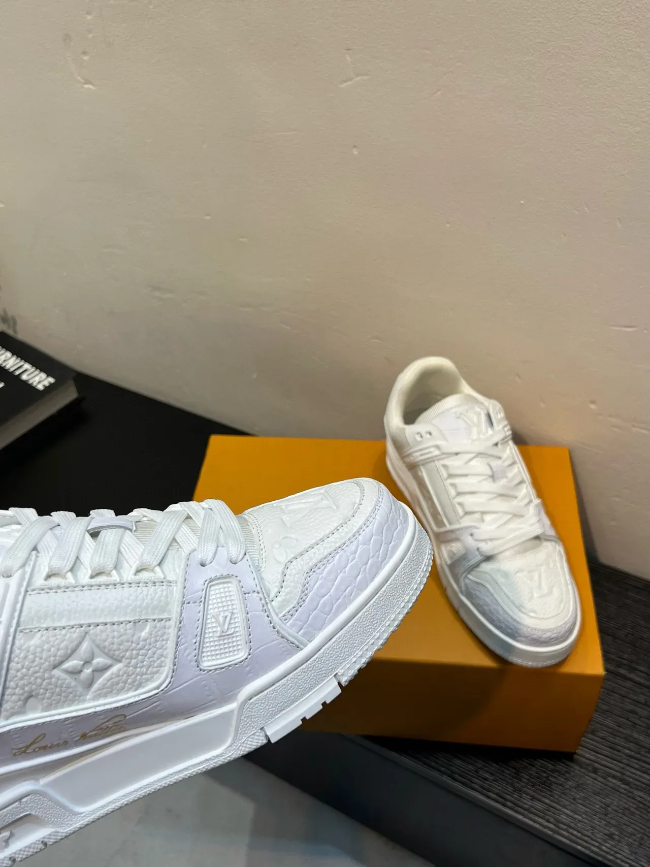 Louis Vuitton LV Trainer White Monogram-Embossed Leather Layered Strap Cage Lifestyle Sneakers 8
