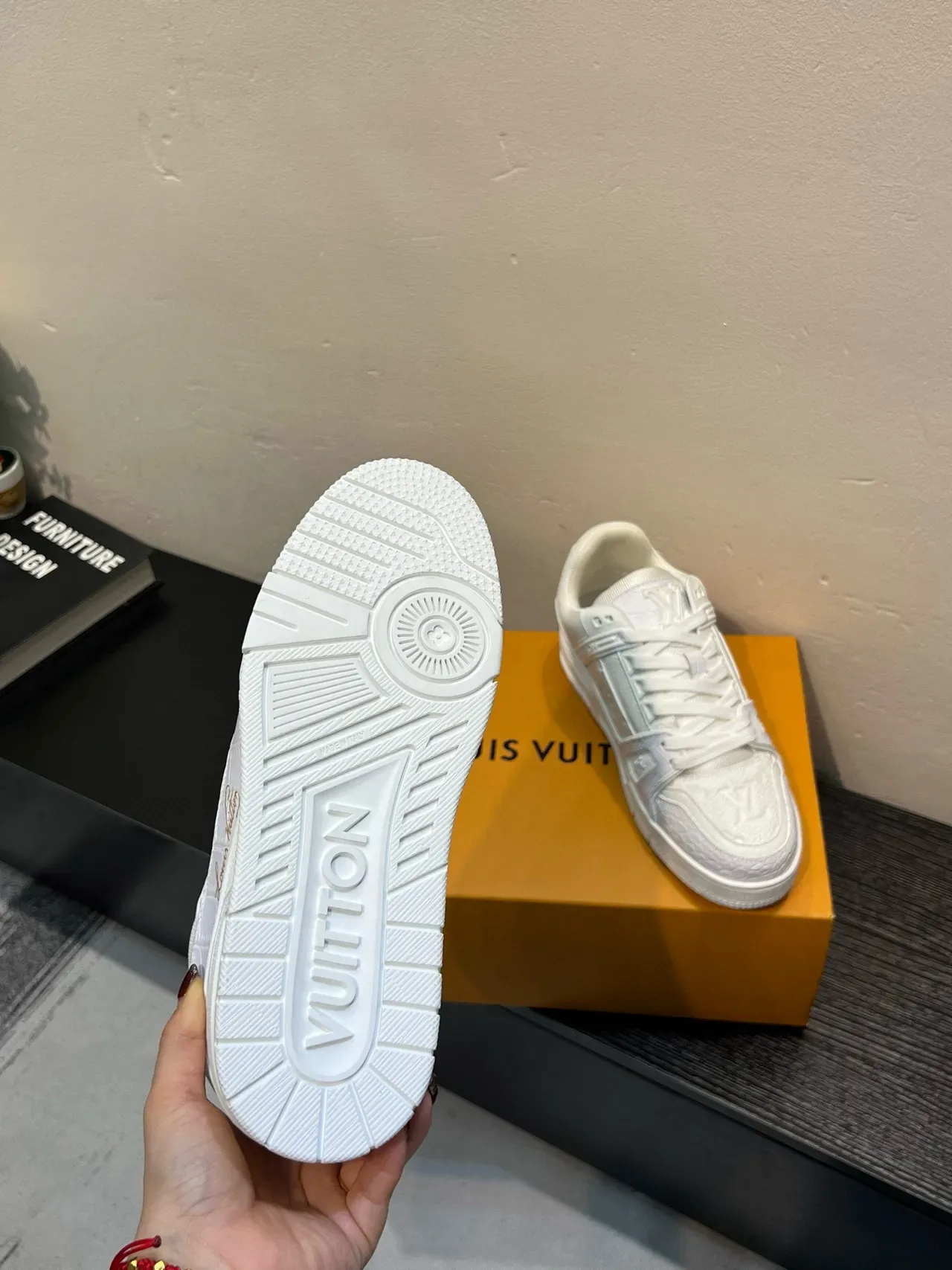 Louis Vuitton LV Trainer White Monogram-Embossed Leather Layered Strap Cage Lifestyle Sneakers 9