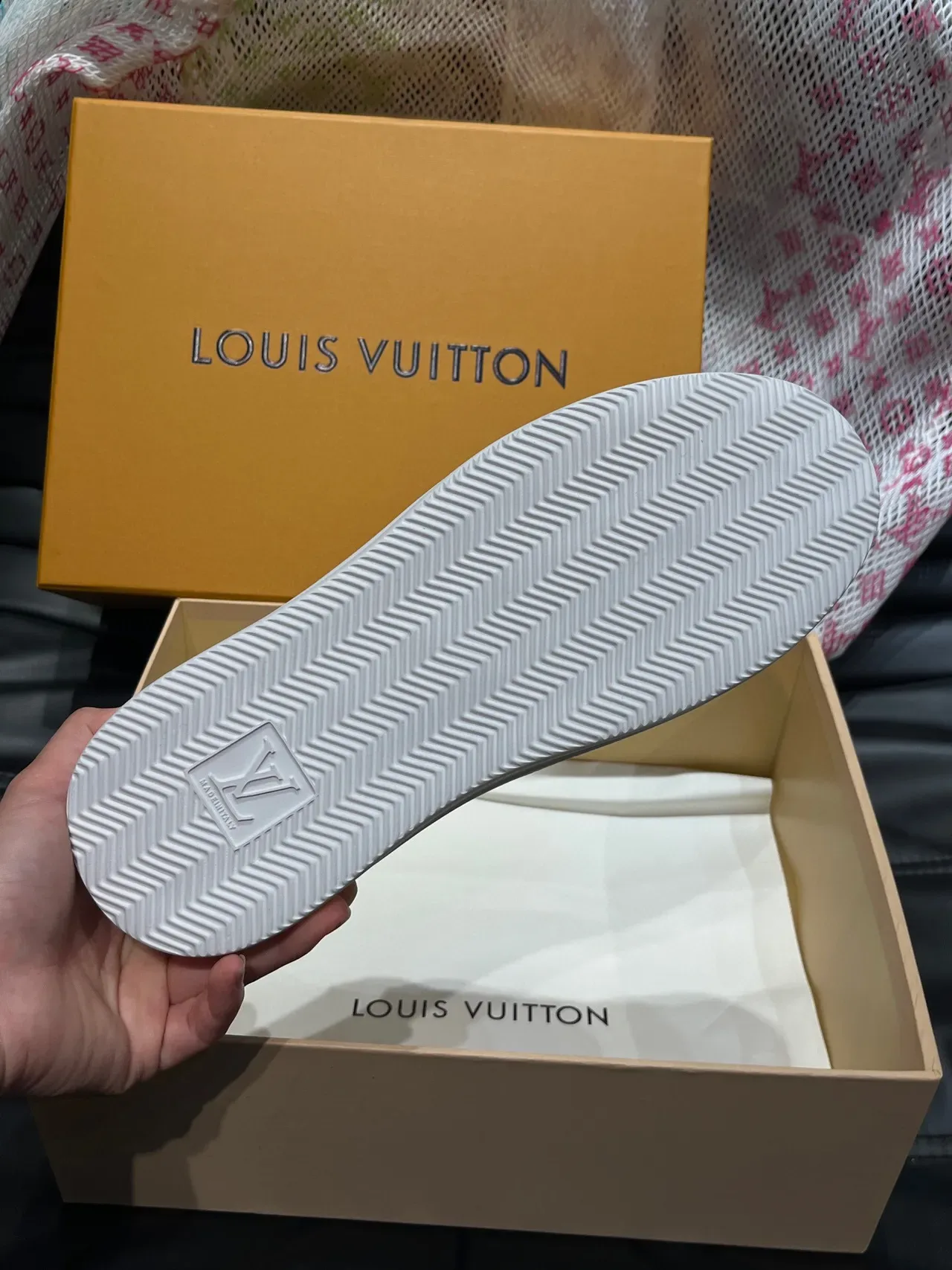 Louis Vuitton LV Trainer White Navy Perforated Monogram Logo Two-Tone Leather-Suede Construction Lifestyle Sneakers 9