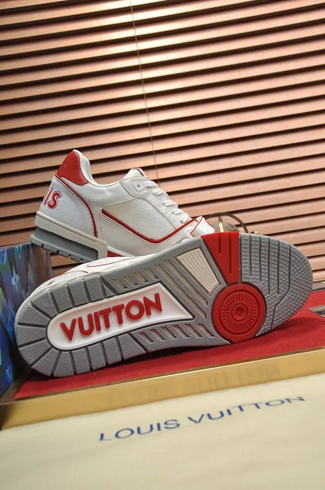 Louis Vuitton LV Trainer Chaussures Lifestyle Blanc et Rouge Low-Top Matériau Mixte Supérieur 4