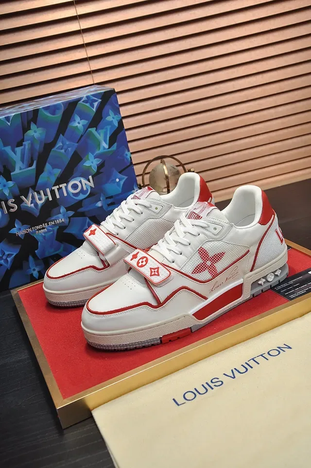 Louis Vuitton LV Trainer Chaussures Lifestyle Blanc et Rouge Low-Top Matériau Mixte Supérieur 7