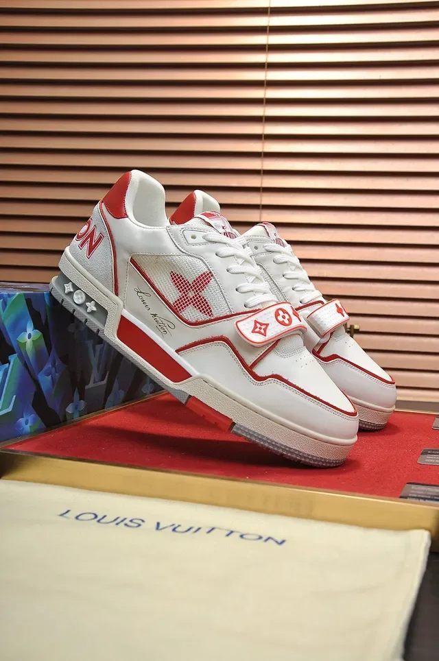 Louis Vuitton LV Trainer Chaussures Lifestyle Blanc et Rouge Low-Top Matériau Mixte Supérieur 8