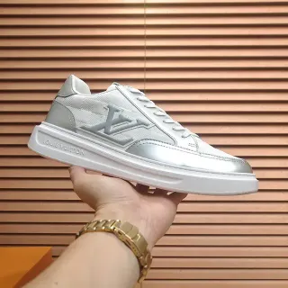 Louis Vuitton LV Trainer White Silver Low-Top Platform Sole Lifestyle Sneakers