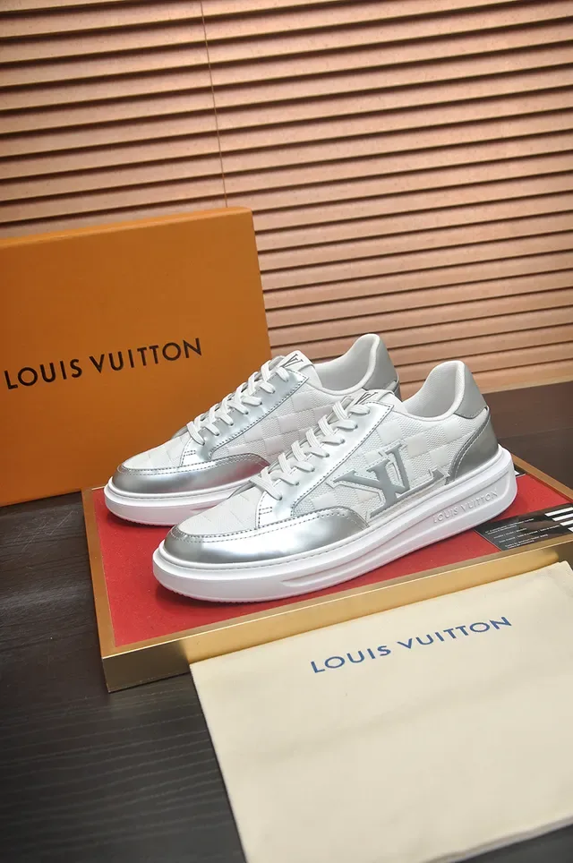 Louis Vuitton LV Trainer সাদা রূপালী লো-টপ প্ল্যাটফর্ম সোল লাইফস্টাইল স্নিকার্স 4