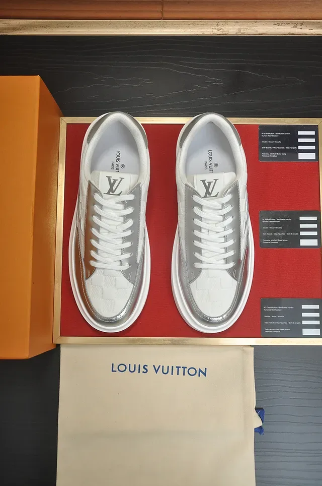 Louis Vuitton LV Trainer সাদা রূপালী লো-টপ প্ল্যাটফর্ম সোল লাইফস্টাইল স্নিকার্স 5