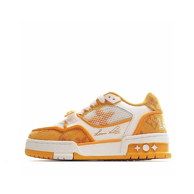 Louis Vuitton LV Trainer Yellow White Low-Top Mesh-Panelled Lifestyle Sneakers 19