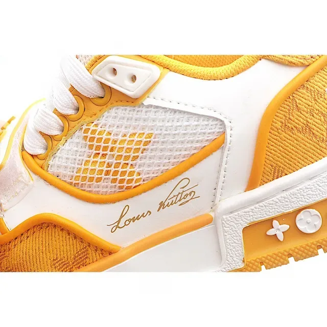 Louis Vuitton LV Trainer Yellow White Low-Top Mesh-Panelled Lifestyle Sneakers 21