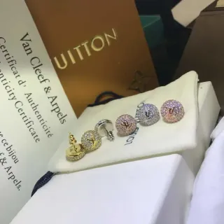 Louis Vuitton LV Volt Gold Silver Pavé-Crystal Spherical Earrings