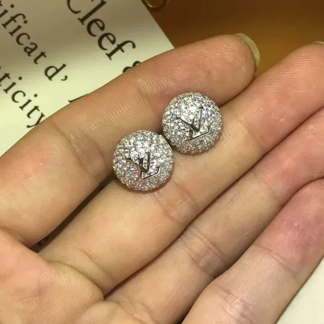 Louis Vuitton LV Volt Gold Silver Pavé-Crystal Spherical Earrings 3