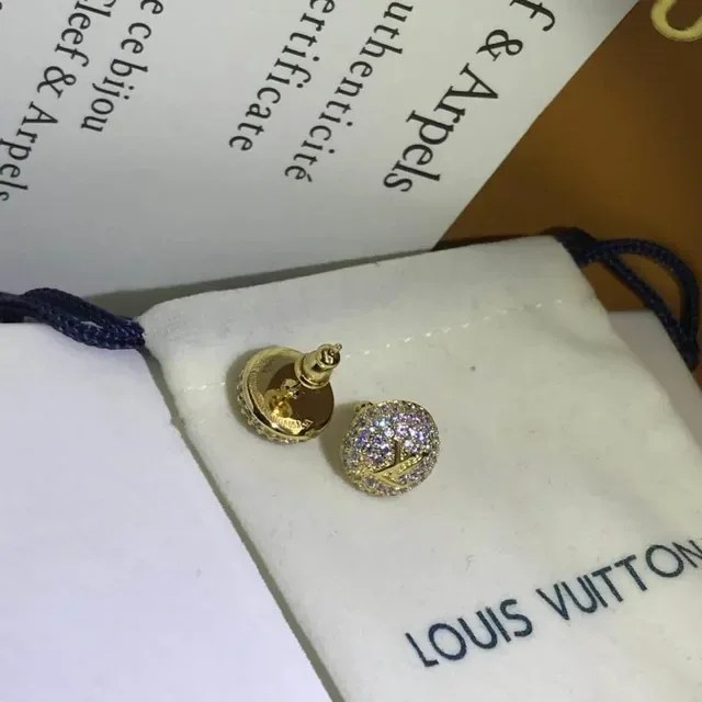 Louis Vuitton LV Volt Gold Silver Pavé-Crystal Spherical Earrings 4