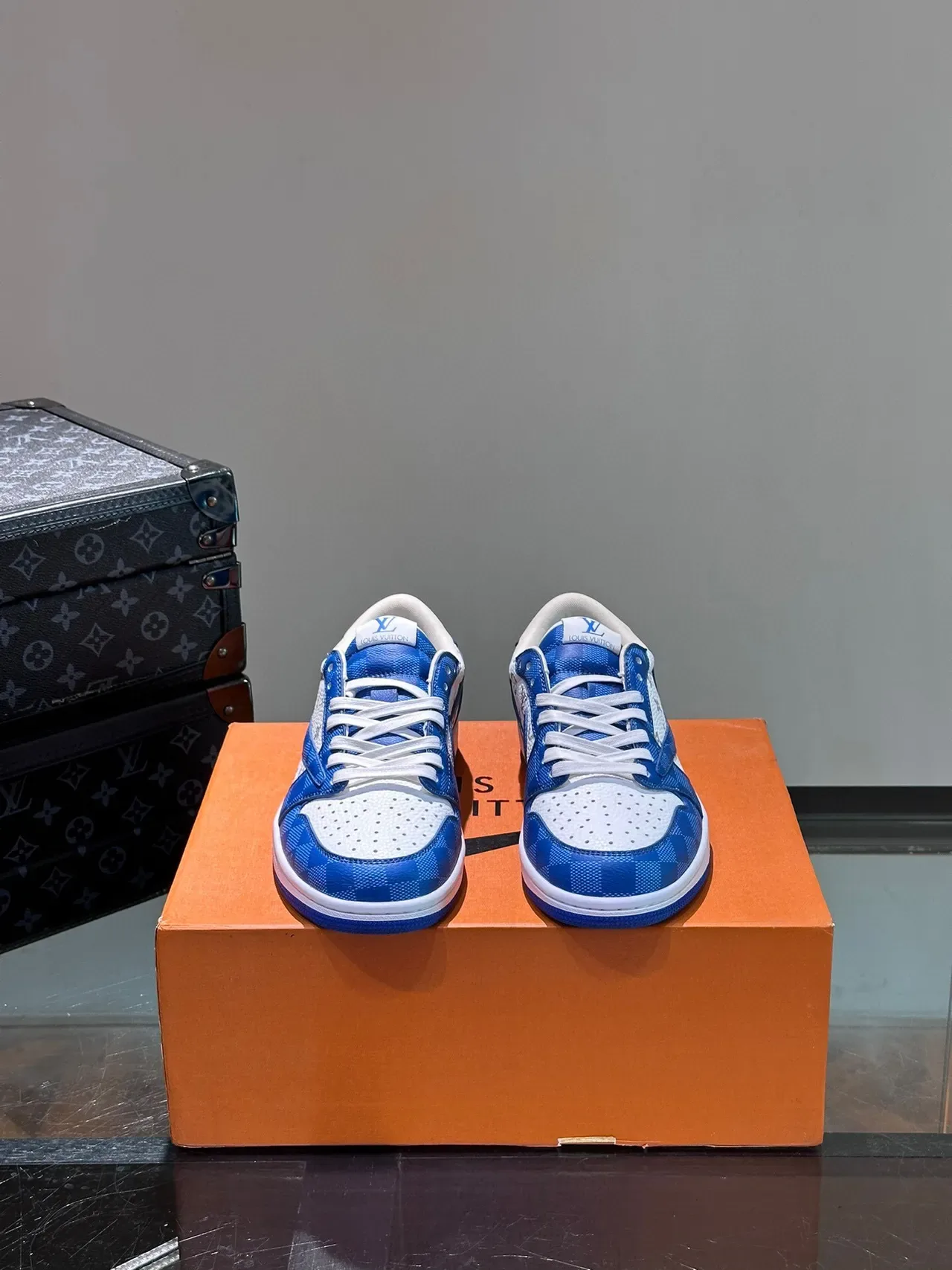 Louis Vuitton Monogram and Damier Blue White Low-Top Lifestyle Sneakers 2