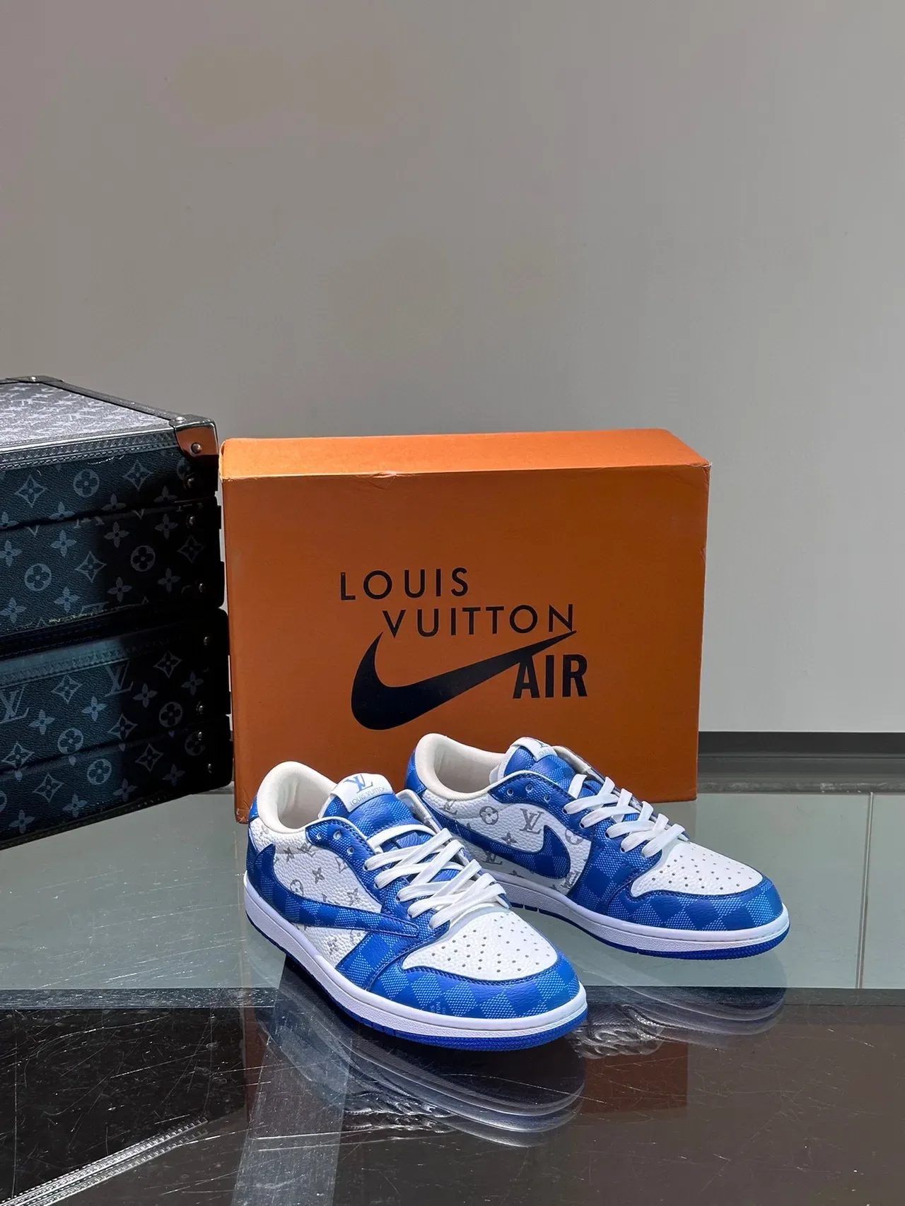 Louis Vuitton Monogram and Damier Blue White Low-Top Lifestyle Sneakers 5
