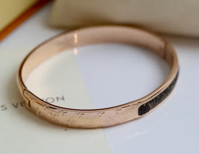 Louis Vuitton Monogram Bangle Gold Silver Rose Gold Bracelets 3
