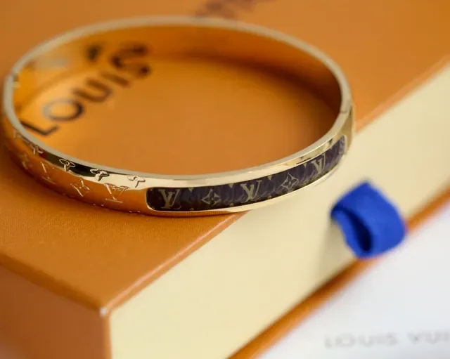 Louis Vuitton Monogram Bangle Gold Silver Rose Gold Bracelets 5