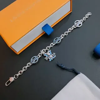 Louis Vuitton Monogram Bear Charm Silver Chain Bracelet