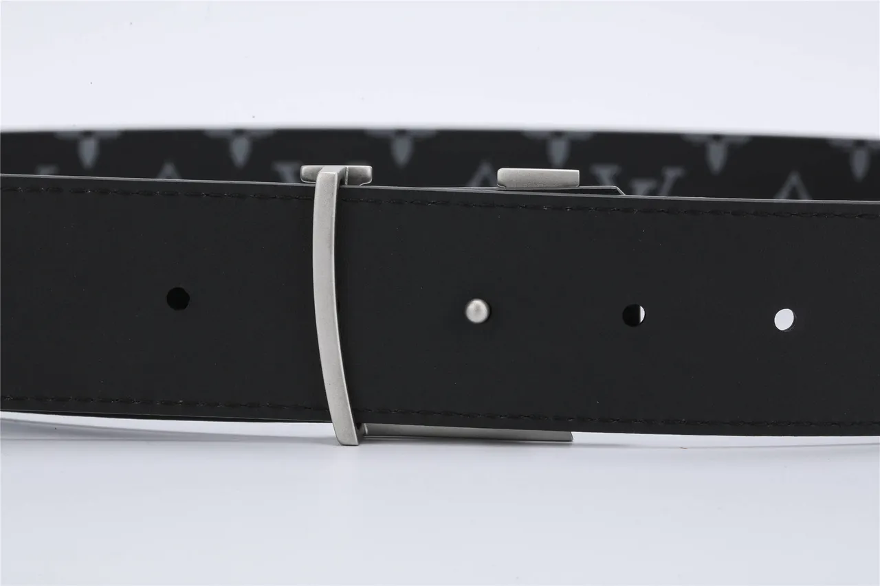 Louis Vuitton Monogram Belt Black Silver Polished LV Buckle Leather Belt 6