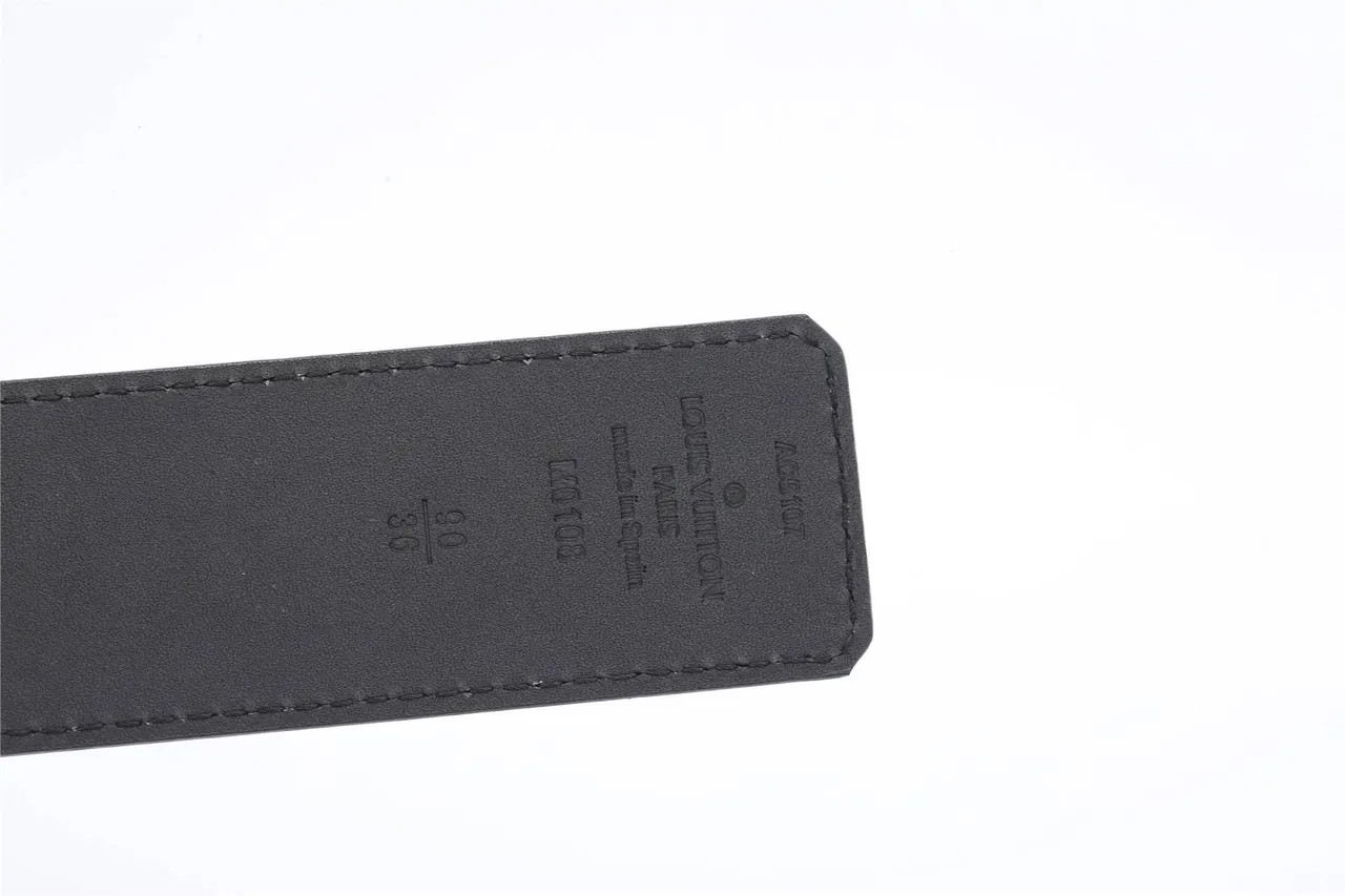 Louis Vuitton Monogram Belt Black Silver Polished LV Buckle Leather Belt 8