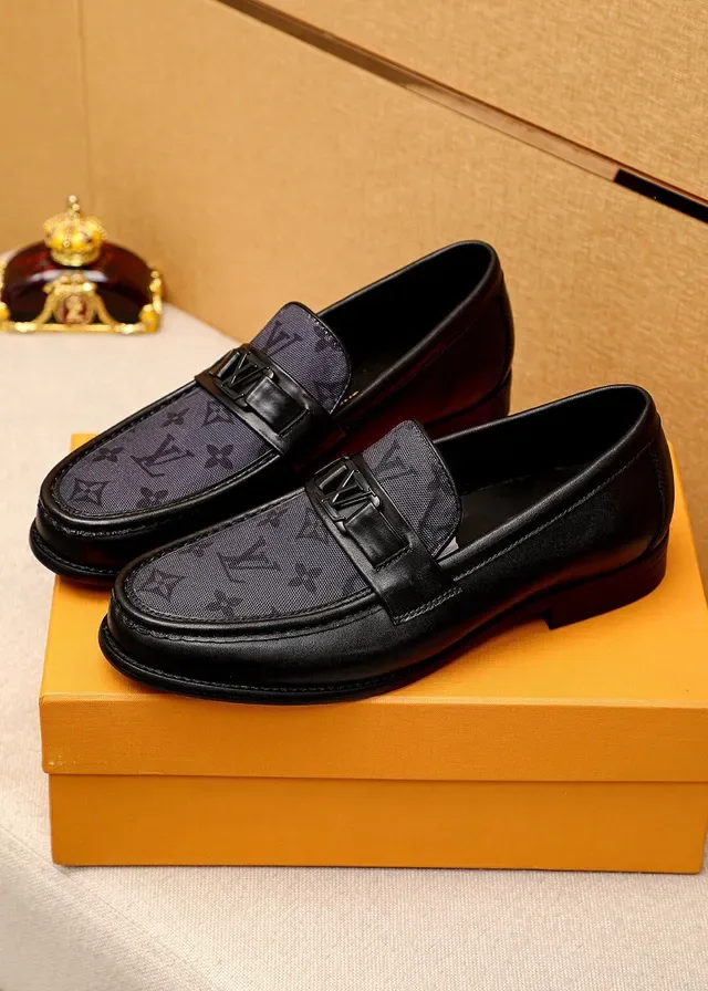 Louis Vuitton Monogram Canvas and Black Leather Loafers 2