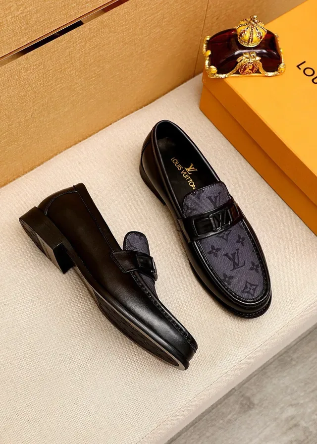 Louis Vuitton Monogram Canvas and Black Leather Loafers 3