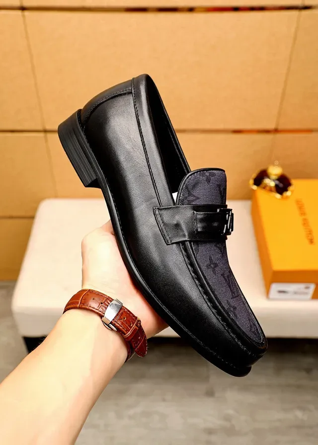 Louis Vuitton Monogram Canvas and Black Leather Loafers 5