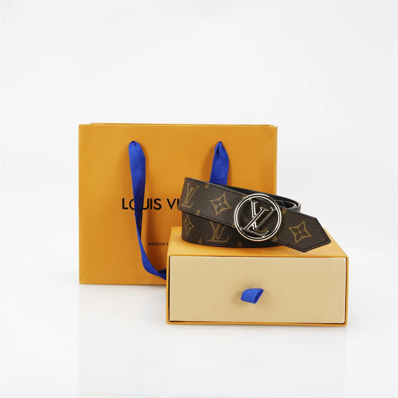 Louis Vuitton Monogram Canvas Circle Buckle Leather Belt 4