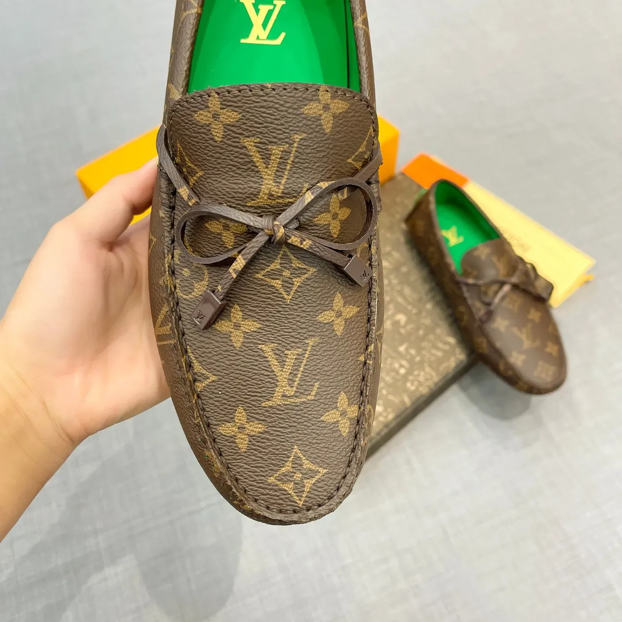Louis Vuitton Monogram Canvas Green-Lined Bow Loafers 3