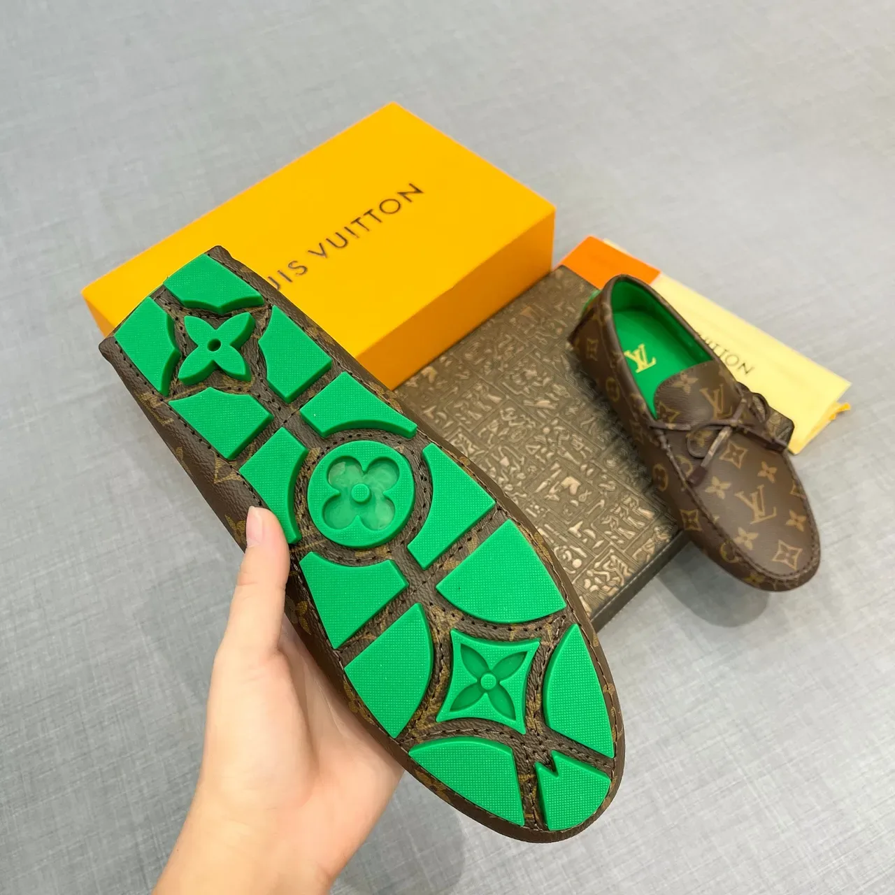 Louis Vuitton Monogram Canvas Green-Lined Bow Loafers 5