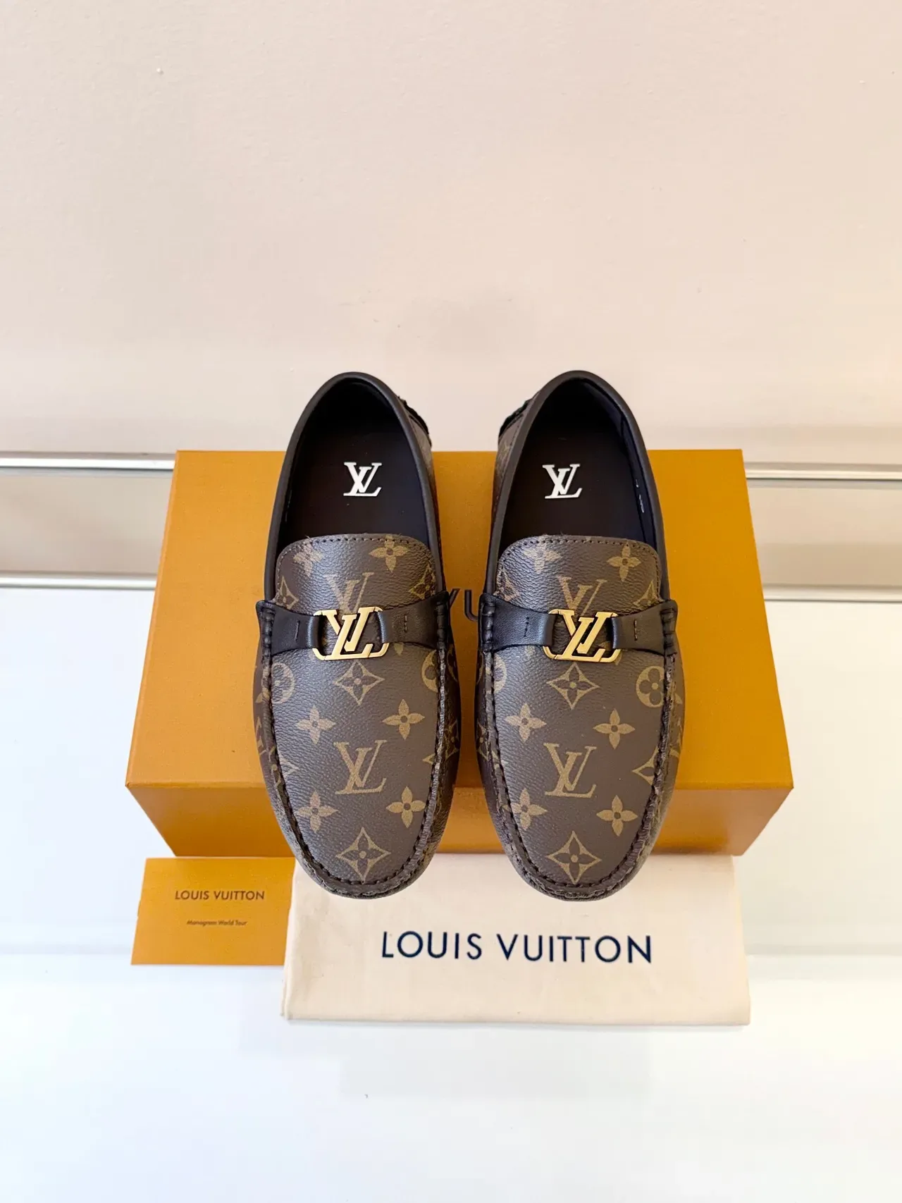 Louis Vuitton Monogram Canvas Leather-Trimmed LV Buckle Loafers 6